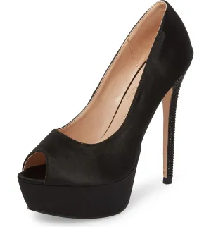 Formal Super Black Platform Automation-ready Lorraine Lauren Pumps Pump Specialty items High Peep-Toe Heel