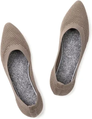 Frank Mully Womens Pointed Toe Flats Knit Dress Shoes Comfort Women Shoes Slip On Shoes for Woman Classic Softable Shoes Low Wedge
