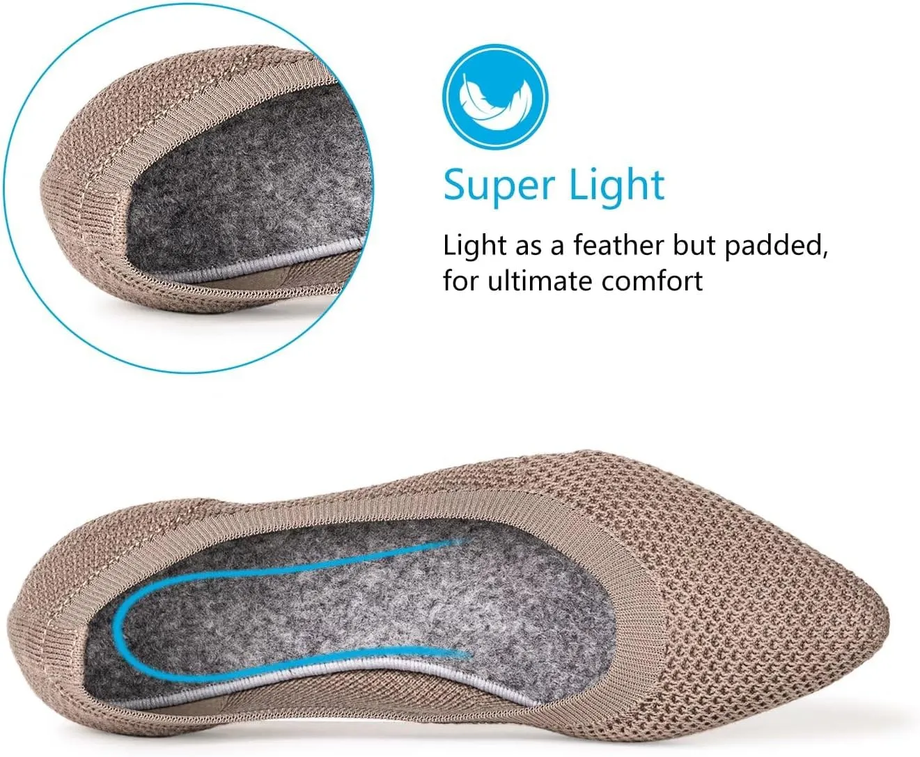 Frank Mully Womens Pointed Toe Flats Knit Dress Shoes Comfort Women Shoes Slip On Shoes for Woman Classic Softable Shoes Low Wedge
