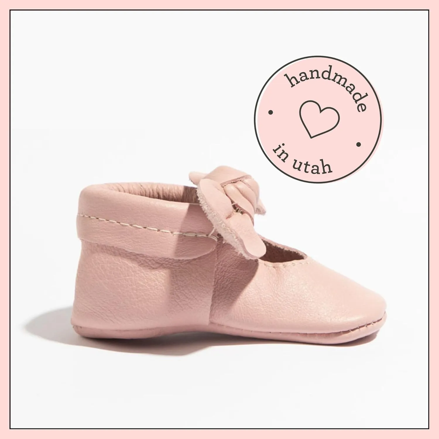 Freshly Picked Knotted Bow Baby Girl Shoes Soft Sole or Hard Sole, Premium Leather Baby Shoes Handmade in Utah, Infant to Toddler Sizes
