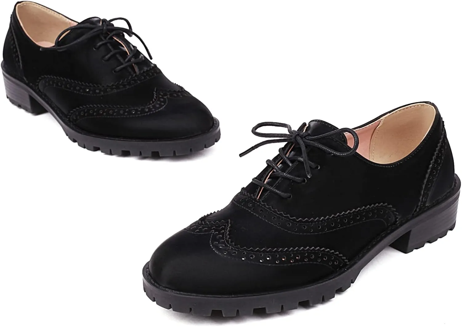 Gicoiz Footwear Womens Classic Round Toe Lace Up Oxfords Brogue Work Shoes