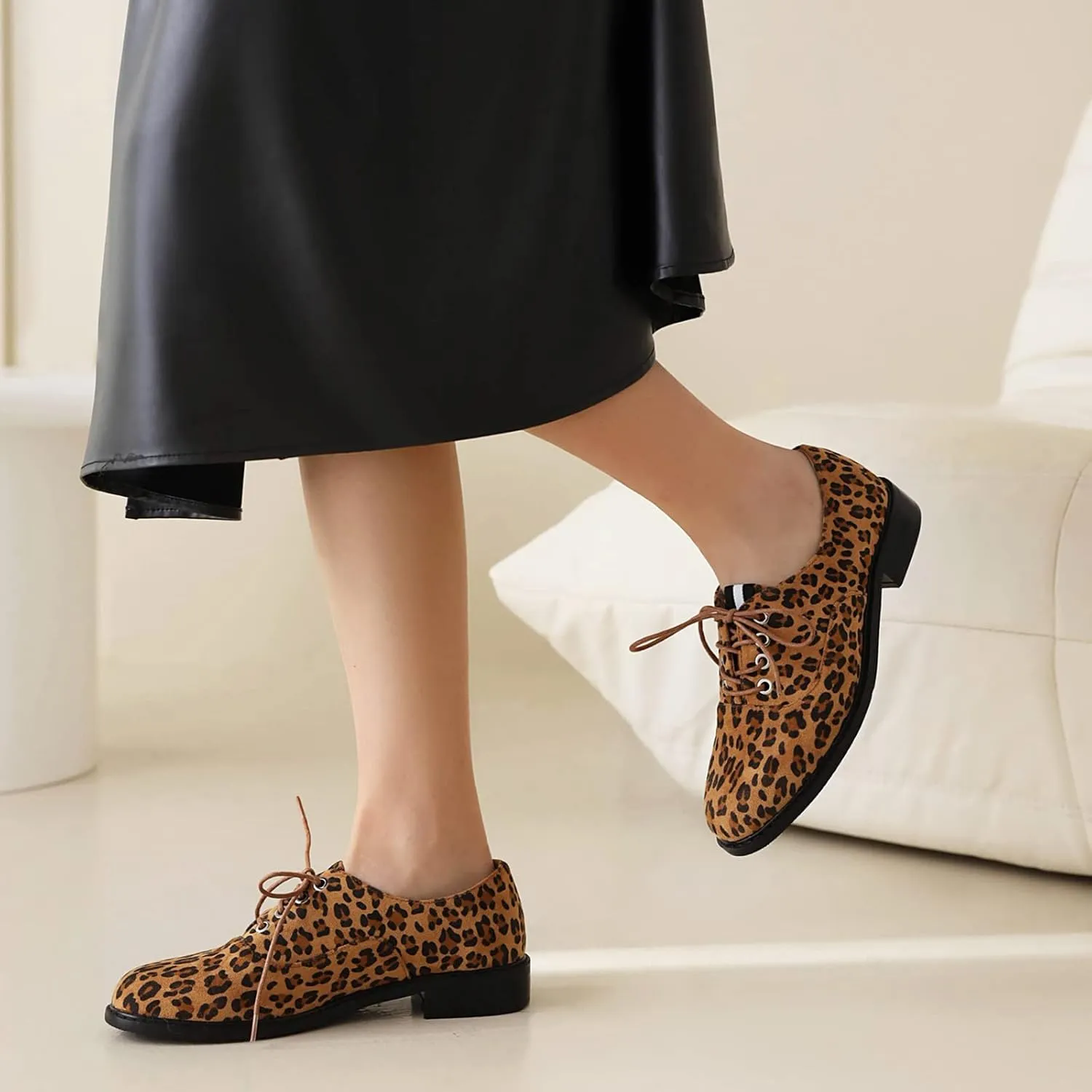 Gicoiz Footwear Womens Classic Round Toe Lace Up Oxfords Brogue Work Shoes