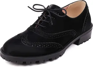 Gicoiz Footwear Womens Classic Round Toe Lace Up Oxfords Brogue Work Shoes
