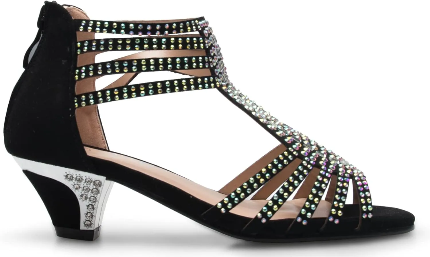 Girl's Cute Adorable Strappy Glitter Open Toe Heel Sandals - Adjustable buckle