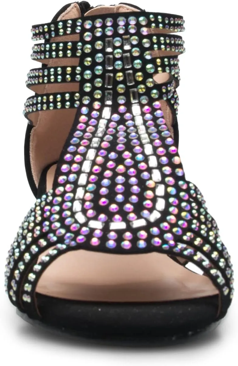 Girl's Cute Adorable Strappy Glitter Open Toe Heel Sandals - Adjustable buckle