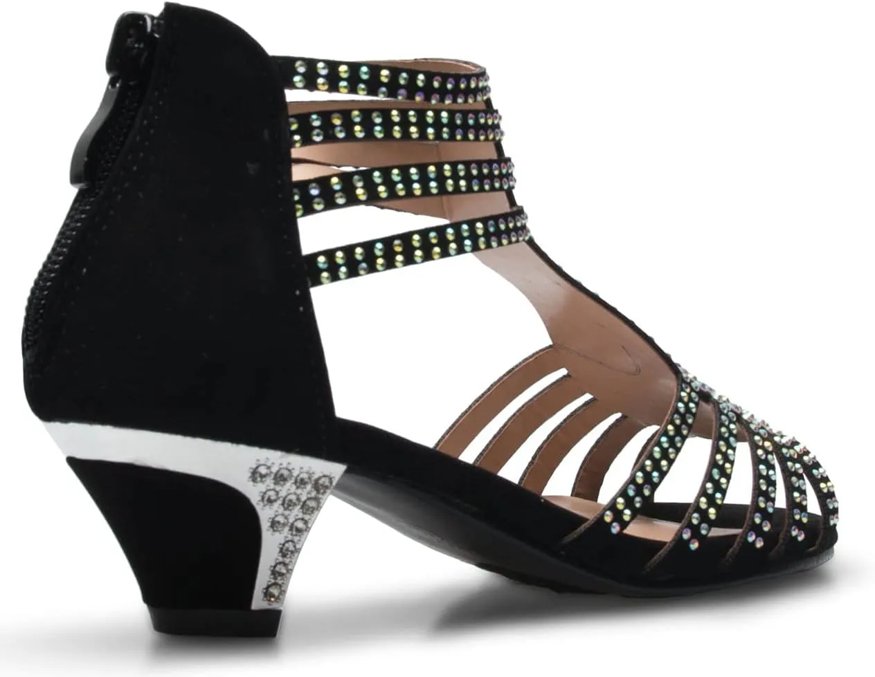 Girl's Cute Adorable Strappy Glitter Open Toe Heel Sandals - Adjustable buckle
