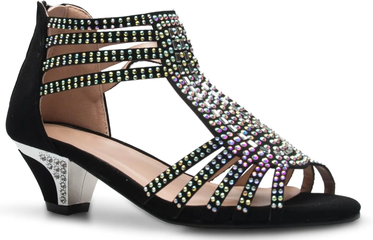 Girl's Cute Adorable Strappy Glitter Open Toe Heel Sandals - Adjustable buckle