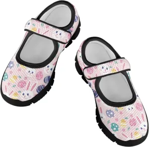 Girl's Easter Pattern Running Shoes Soft Dress Shoes Non Slip Fashion Casual Shoes Breathable Mesh Walking Shoes