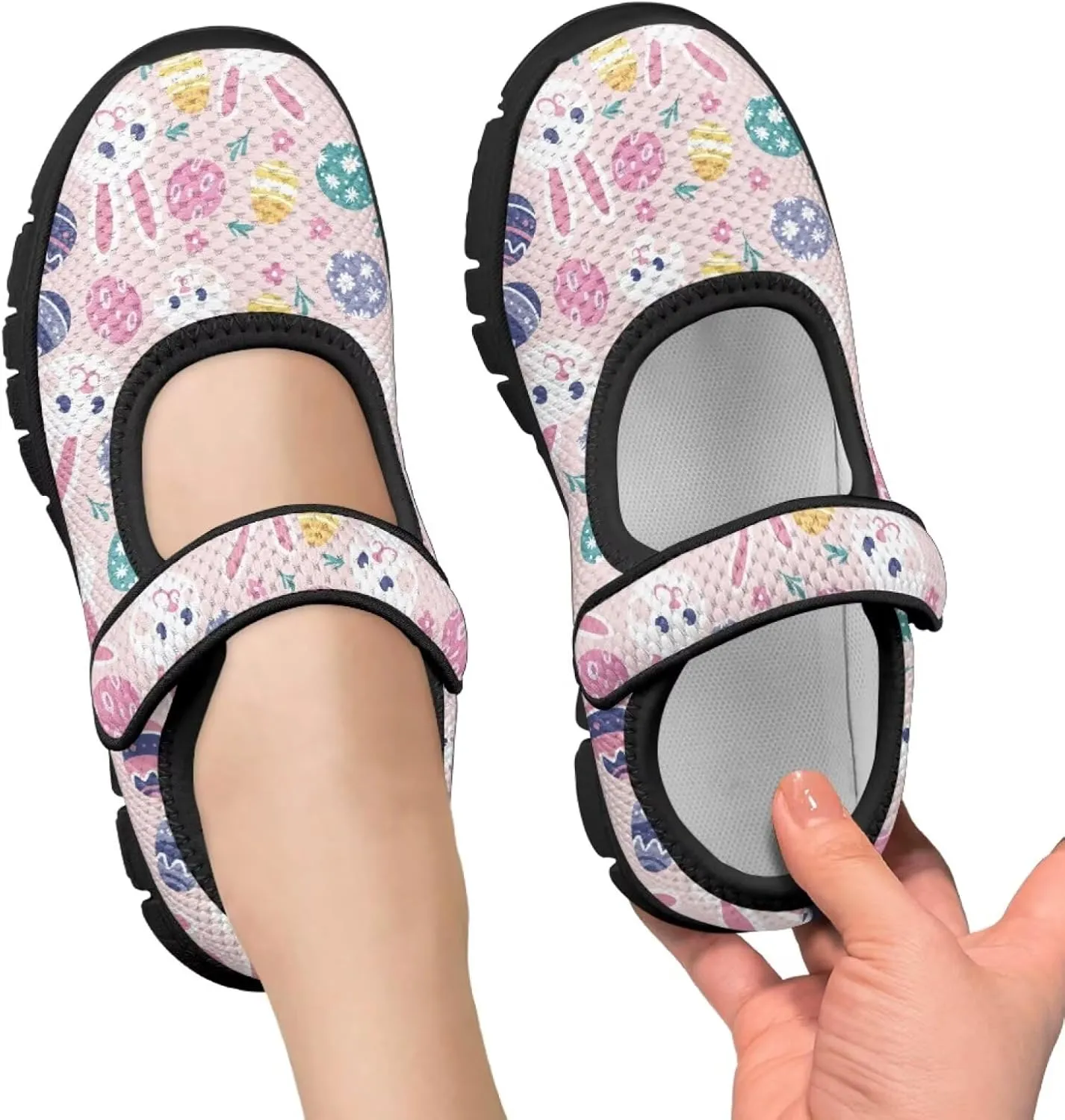 Girl's Easter Pattern Running Shoes Soft Dress Shoes Non Slip Fashion Casual Shoes Breathable Mesh Walking Shoes