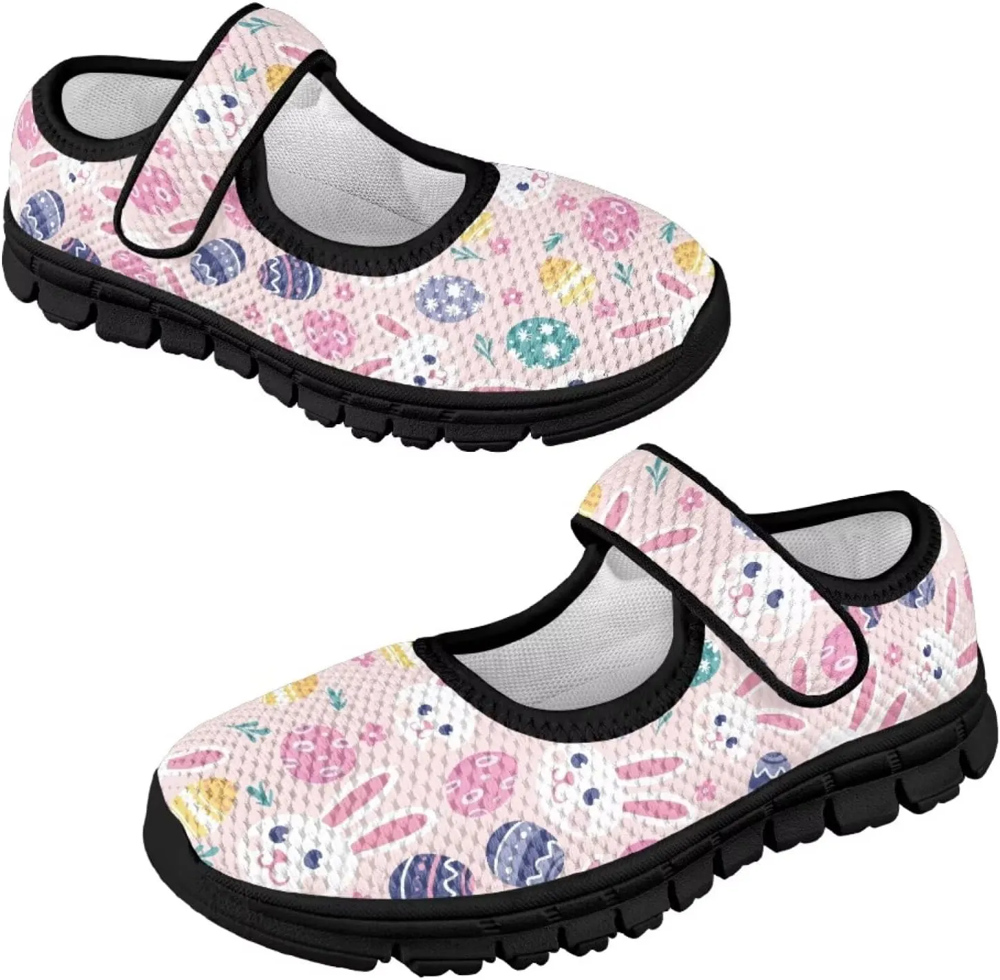 Girl's Easter Pattern Running Shoes Soft Dress Shoes Non Slip Fashion Casual Shoes Breathable Mesh Walking Shoes