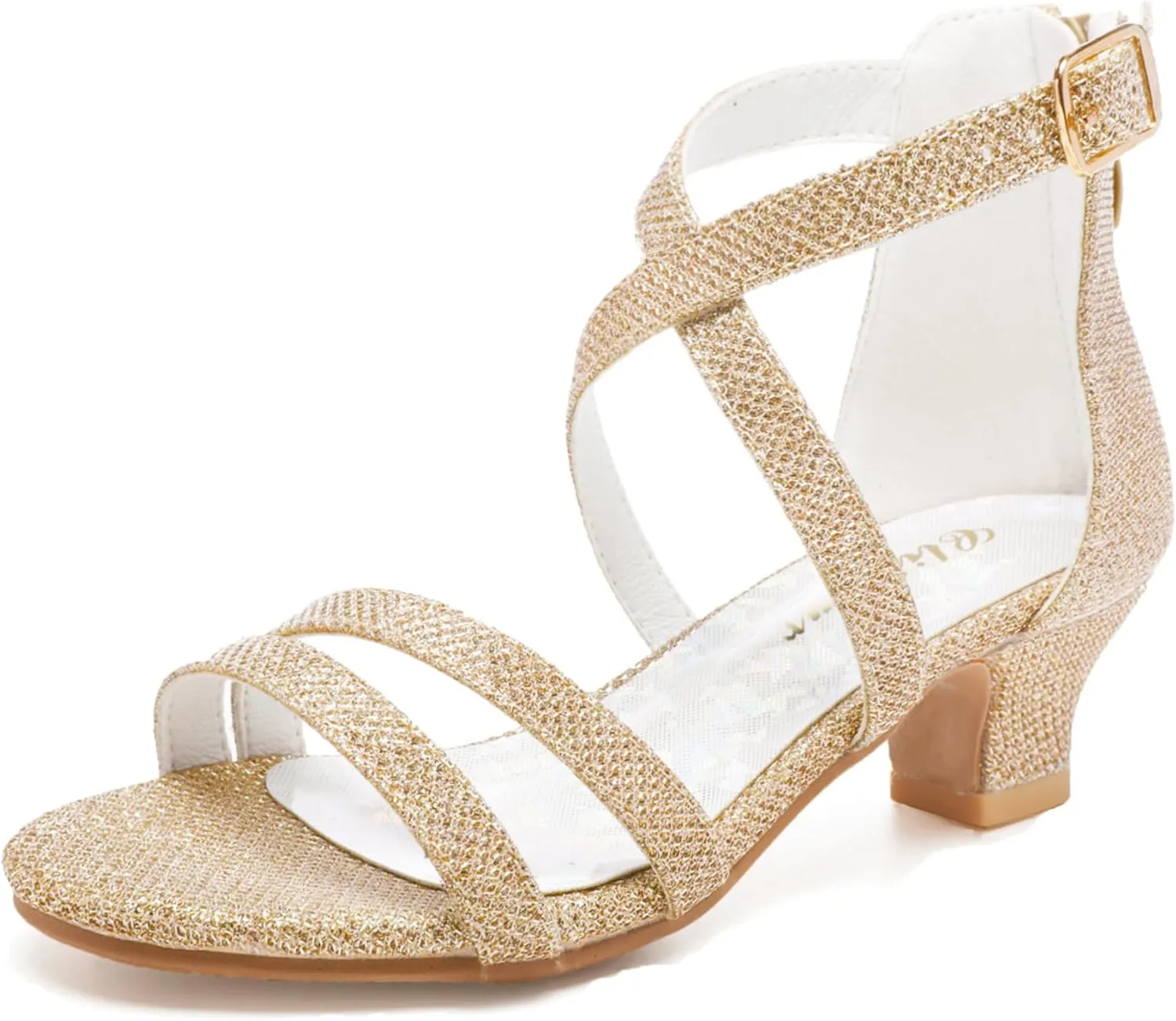 Girls High Heels Dress Pump Sandals Glitter Wedding Flower Party Princess Shoes for Kids Toddler