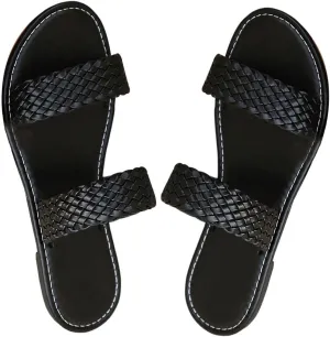 GORGLITTER Women's Leather Braided Sandal Dressy Cute Slippers Open Toe Slip on Slide Summer Vacation Sandals 2025
