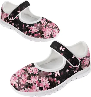 GOSTONG Women's Art Flowers Casual Shoes Single Buckle Sneakers Lightweight Non Slip Walking Shoes for Daily Wear White Size 5.5-10