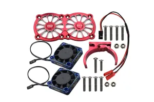 GPM Upgrades Aluminum 7075-T6 Motor Heatsink with Dual Metal Frame Waterproof Cooling Fan and Adjustable Mount for 1/5 Kraton/Outcast 8S BLX&1/5 X-Maxx 6S/8S Monster Truck&XO-01 RC Cars (red)