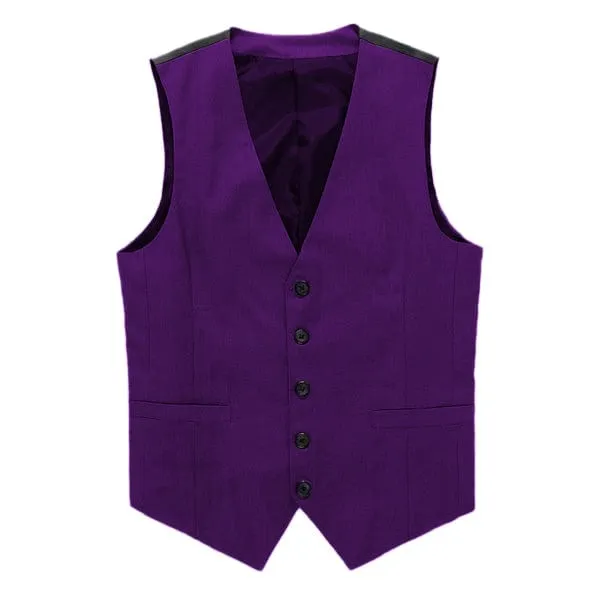 Grey Men's V-Neck Single Breasted Suit Vest