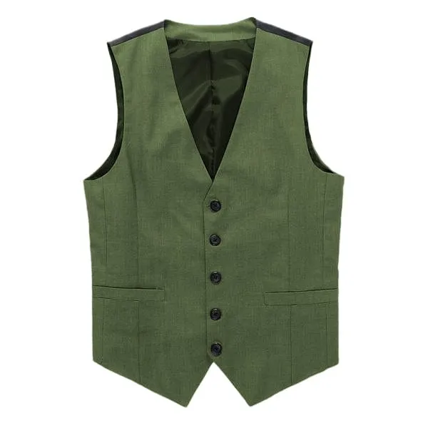 Grey Men's V-Neck Single Breasted Suit Vest