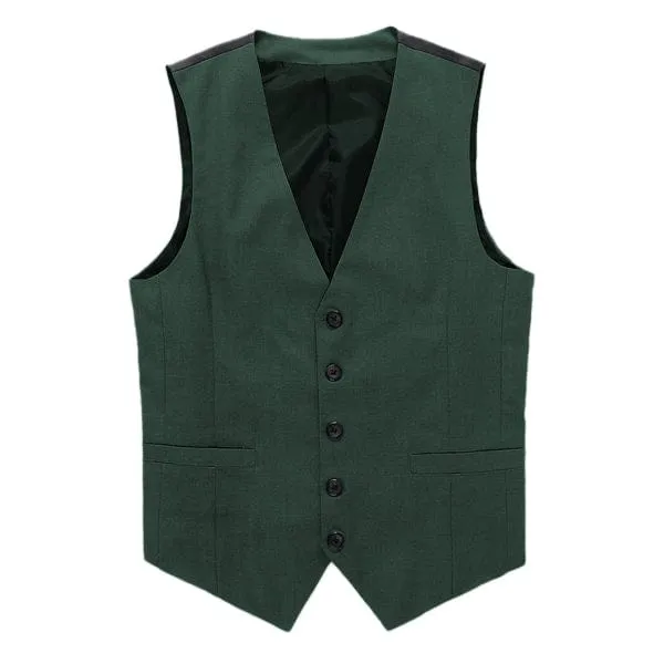 Grey Men's V-Neck Single Breasted Suit Vest