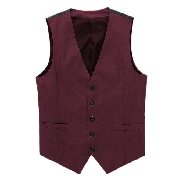 Grey Men's V-Neck Single Breasted Suit Vest