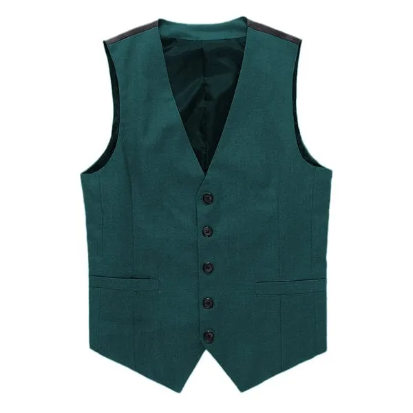 Grey Men's V-Neck Single Breasted Suit Vest