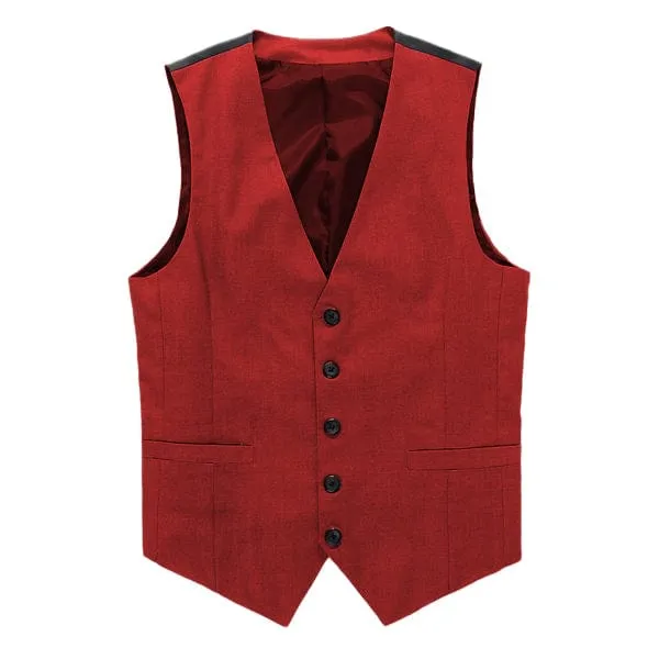 Grey Men's V-Neck Single Breasted Suit Vest