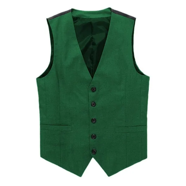 Grey Men's V-Neck Single Breasted Suit Vest