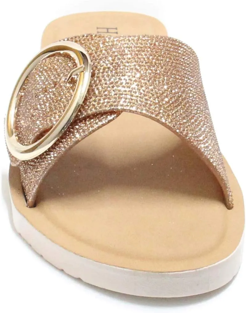 H2K Womens Open Toe Ring Buckle Flat Fashion Casual Dress Sandals Fancy Shoes Megan