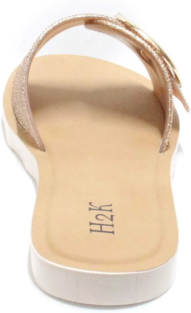 H2K Womens Open Toe Ring Buckle Flat Fashion Casual Dress Sandals Fancy Shoes Megan