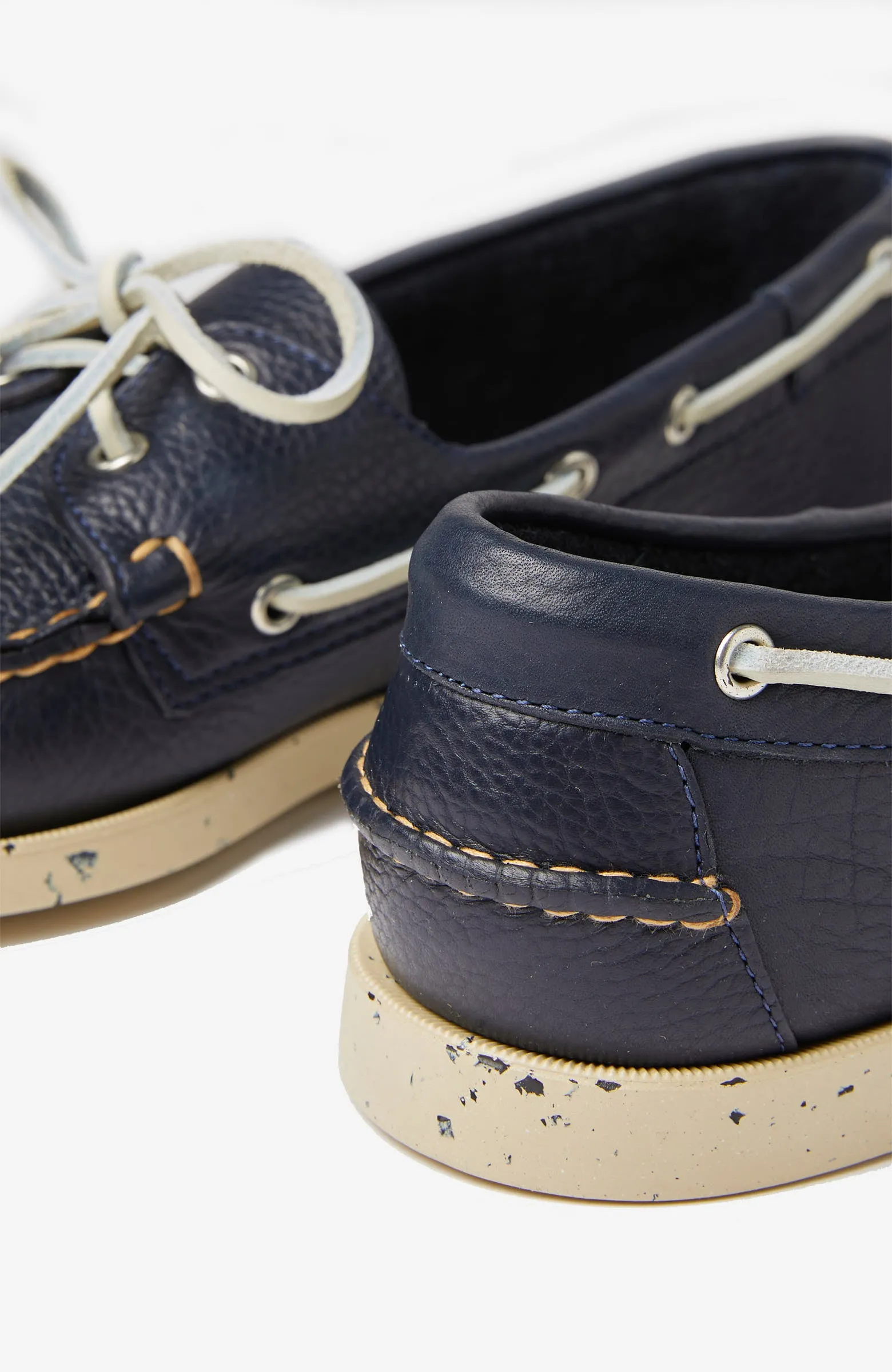 Hammered leather boat shoe