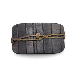 Handmade Mild Steel Barbed Wire Fence Post Texture Buckle - Medium 40mm