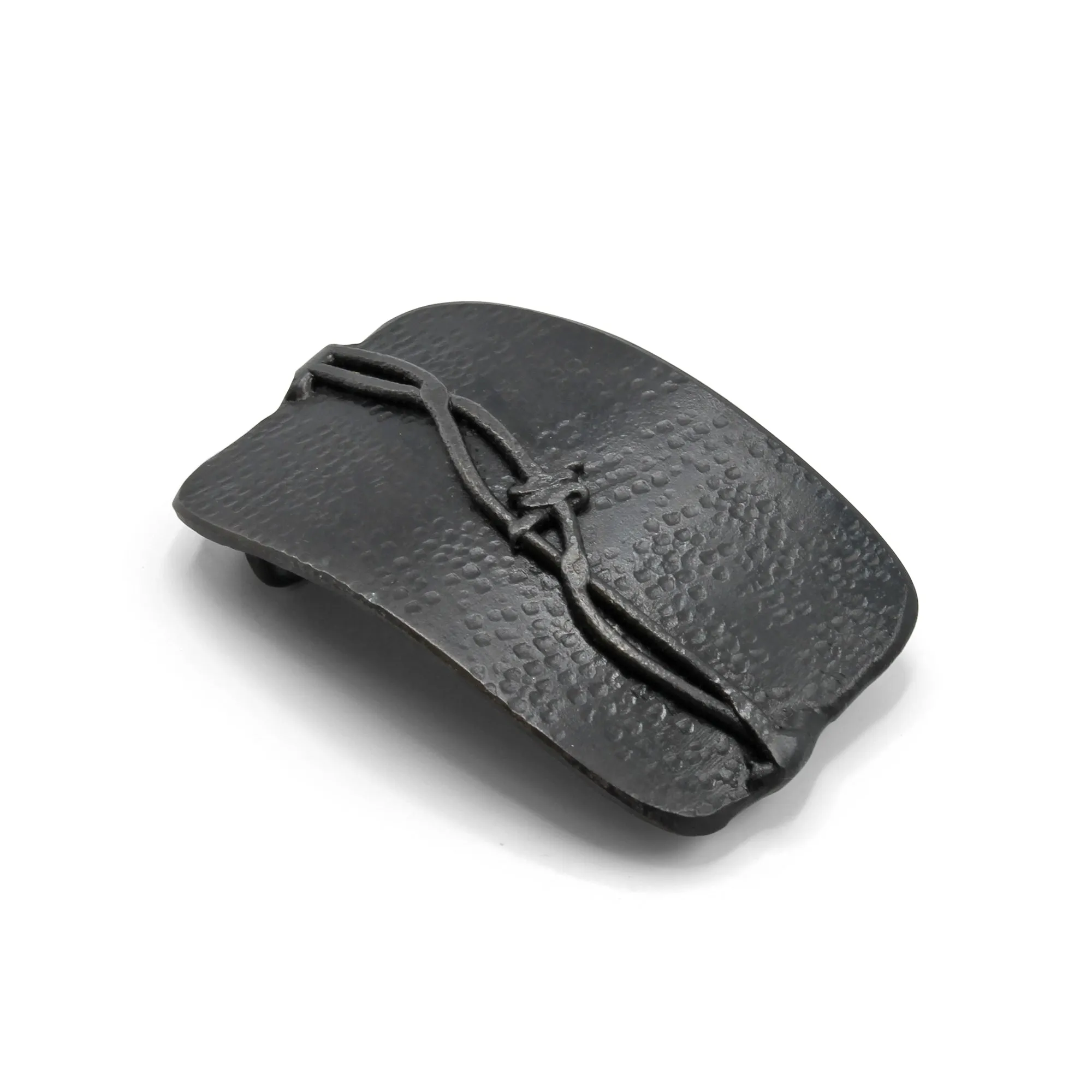 Handmade Mild Steel Barbed Wire Hammer Texture Buckle - Matte Black - Large 40mm