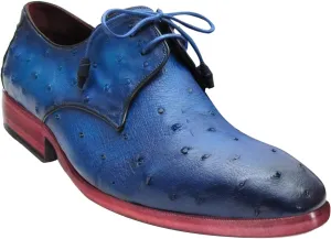 Handmade Oxfords in Blue Ostrich Leather