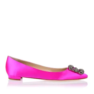 Hangisi Flat hot pink satin ballerina