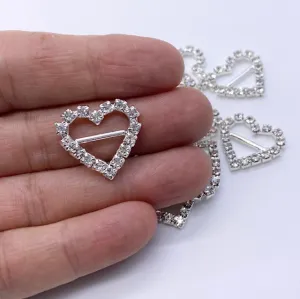 Heart Rhinestone Slider Buckles