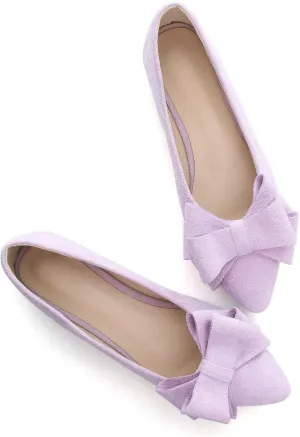 Hee grand Flat Shoes for Women Crystals Bowknot Pointed Toe Ballet Flats Comfortable Office Shoes Fashion Dress Shoes