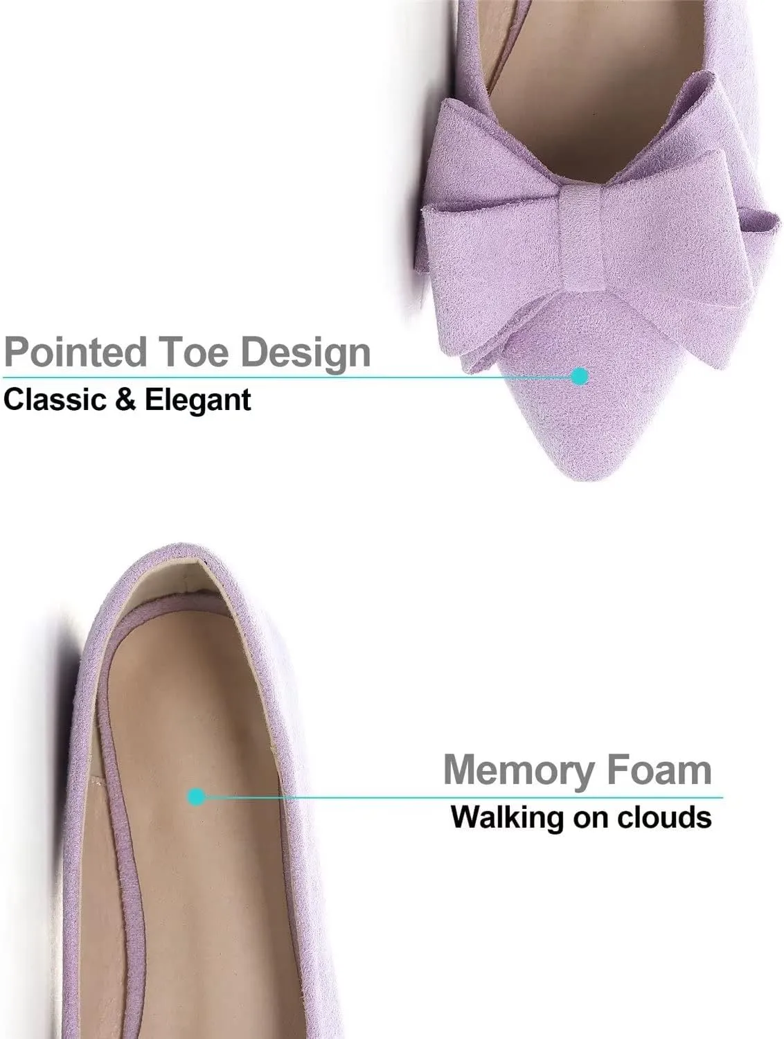 Hee grand Flat Shoes for Women Crystals Bowknot Pointed Toe Ballet Flats Comfortable Office Shoes Fashion Dress Shoes