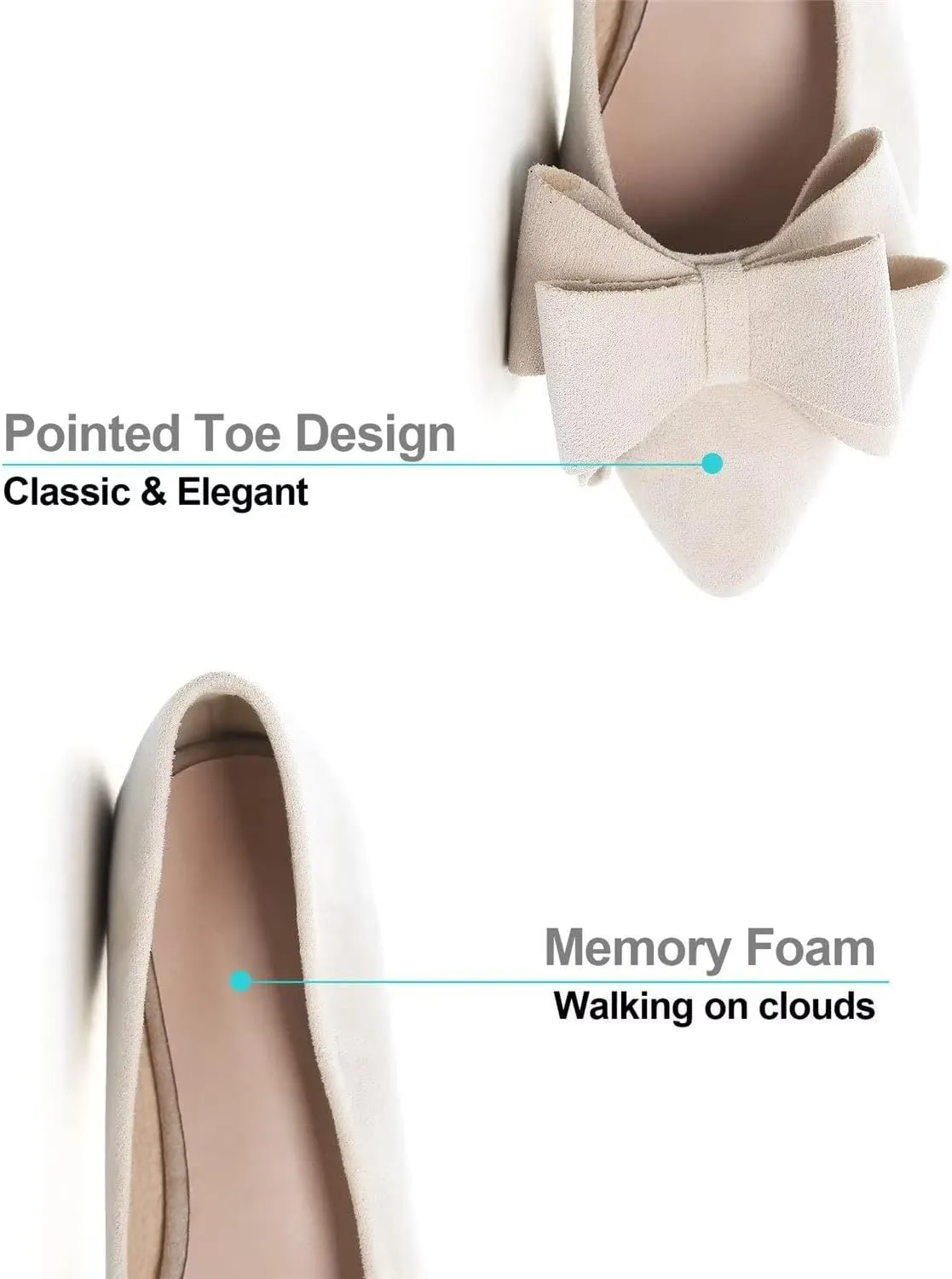 Hee grand Flat Shoes for Women Crystals Bowknot Pointed Toe Ballet Flats Comfortable Office Shoes Fashion Dress Shoes