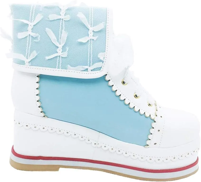 HILIB Women's Cute Lolita Boots Cosplay Brogue Wedge Boots