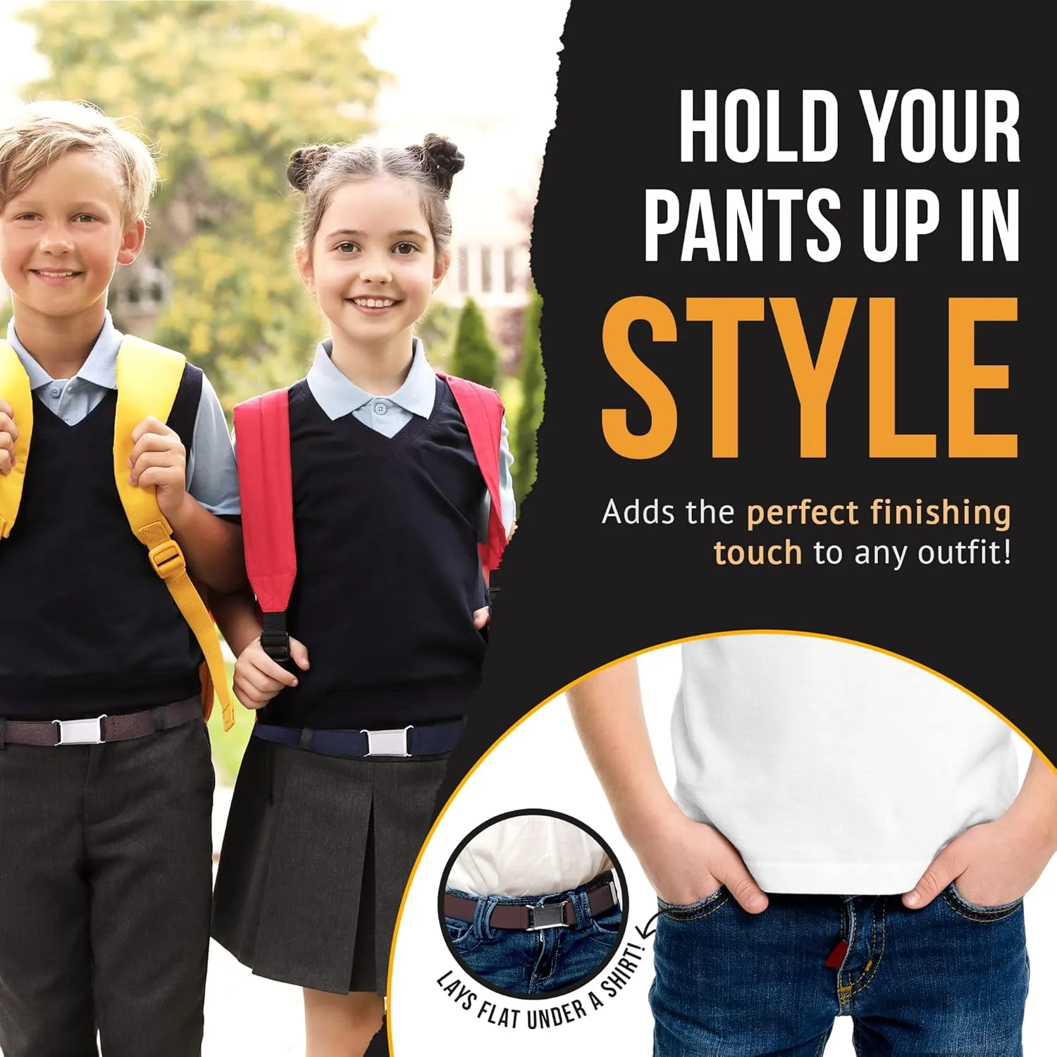 HOLD’EM children’s Elastic silver Buckle Belts for Boys girls Toddler Size 2t 3t 4t 5t