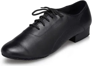 Honeystore Men's Lace-up Dance Shoes Leather Round-Toe Modern Tango Jazz Ballroom Latin