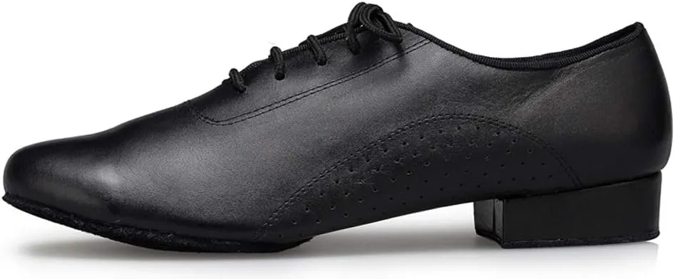 Honeystore Men's Lace-up Dance Shoes Leather Round-Toe Modern Tango Jazz Ballroom Latin