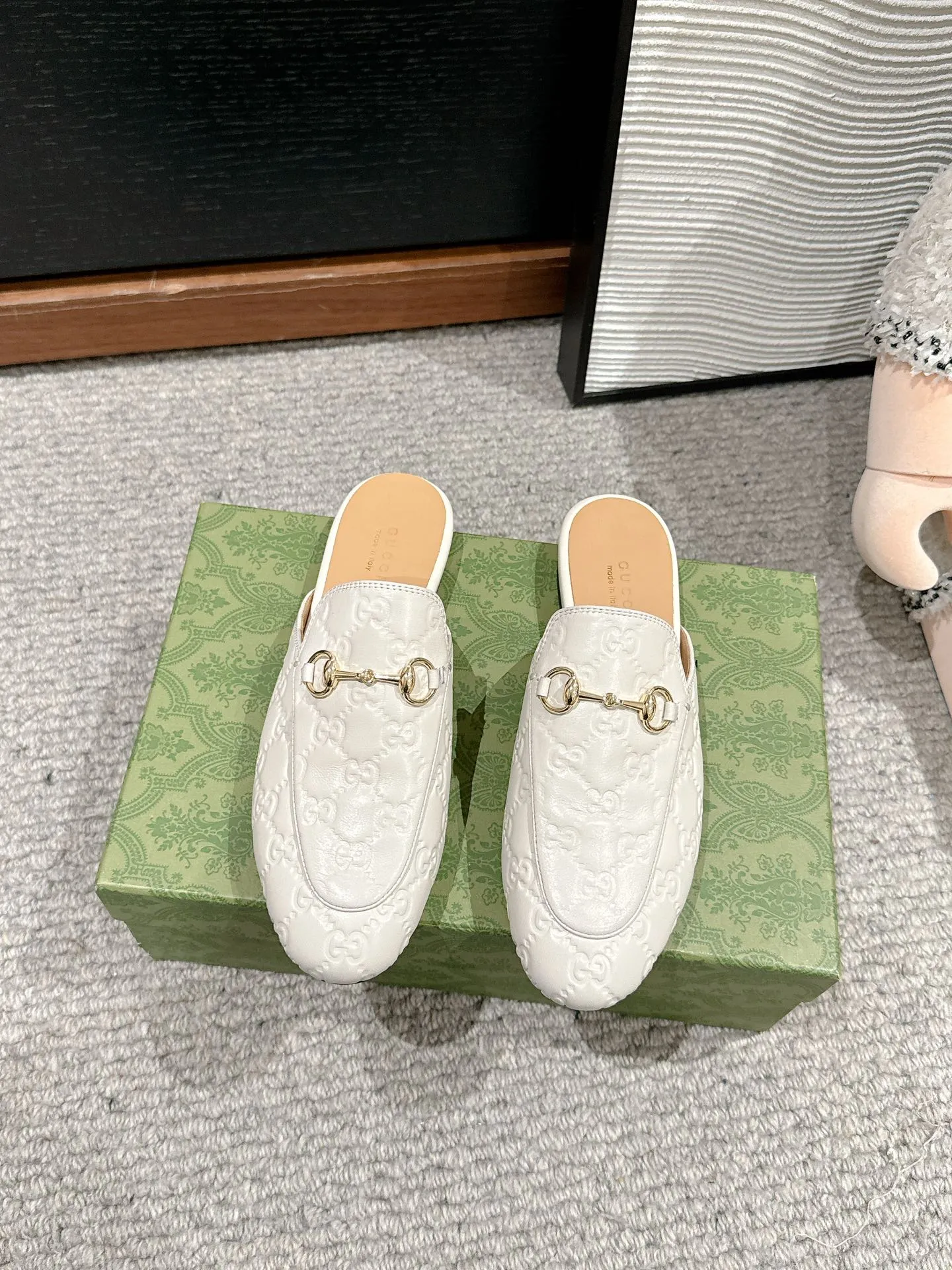 Horsebit Mule Cream GG Leather