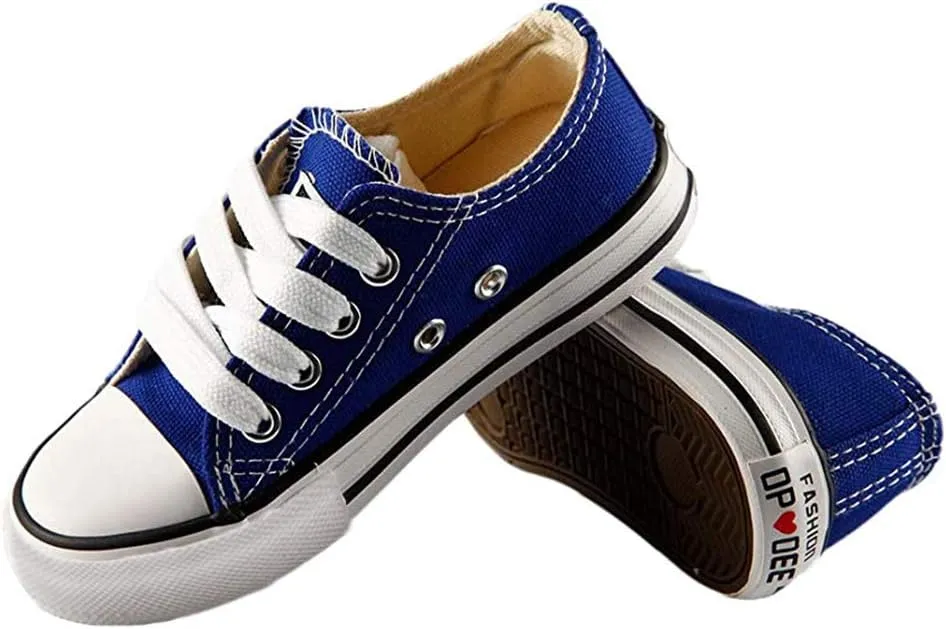 iFANS Boys and Girl Low Top Canvas Kids Lace up Sneakers
