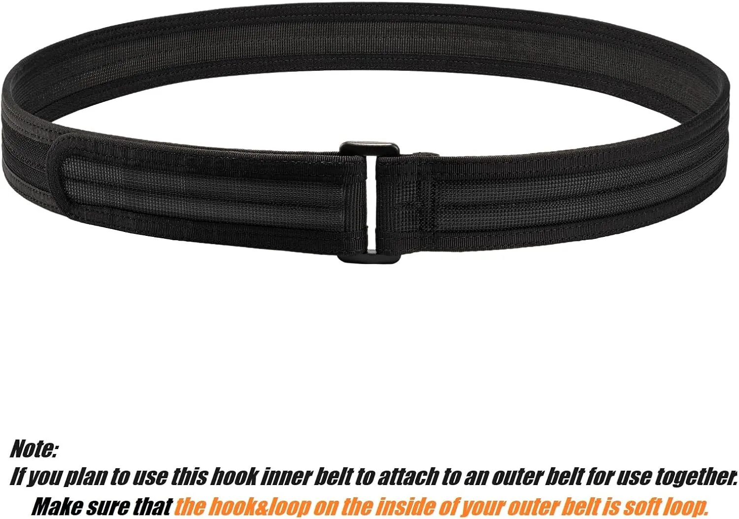 Inner Belt w/Hook/Loop Liner 1.5" Duty Trouser Underbelt w/Polymer Loop Buckle for Tactical/Duty/Utility Belt