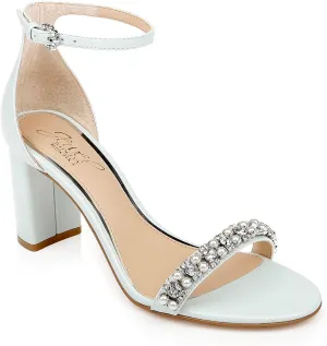 Jewel Badgley Mischka Daylann Pearl and Crystal Block Heel Sandal