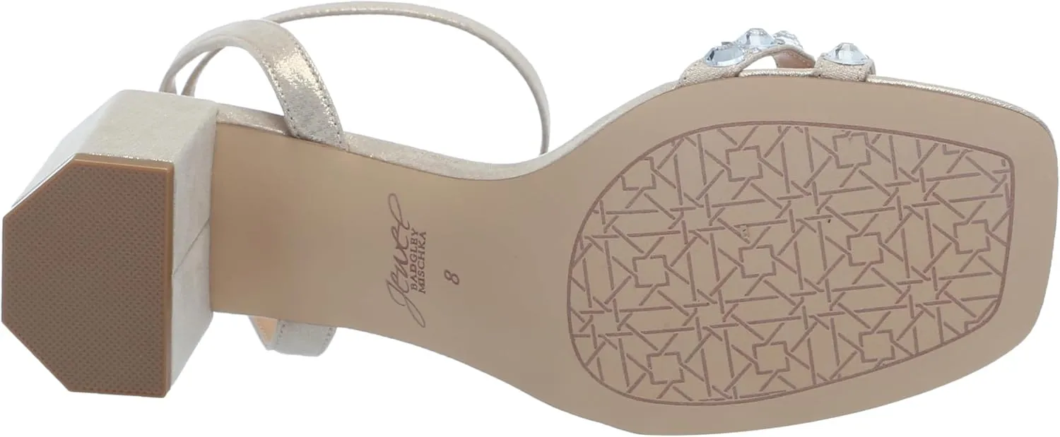 Jewel Badgley Mischka Honor Block Heels with Gemstone-Studded Straps