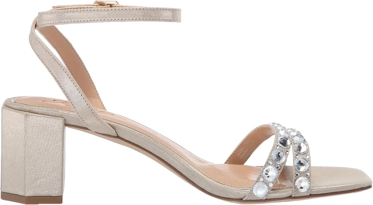Jewel Badgley Mischka Honor Block Heels with Gemstone-Studded Straps
