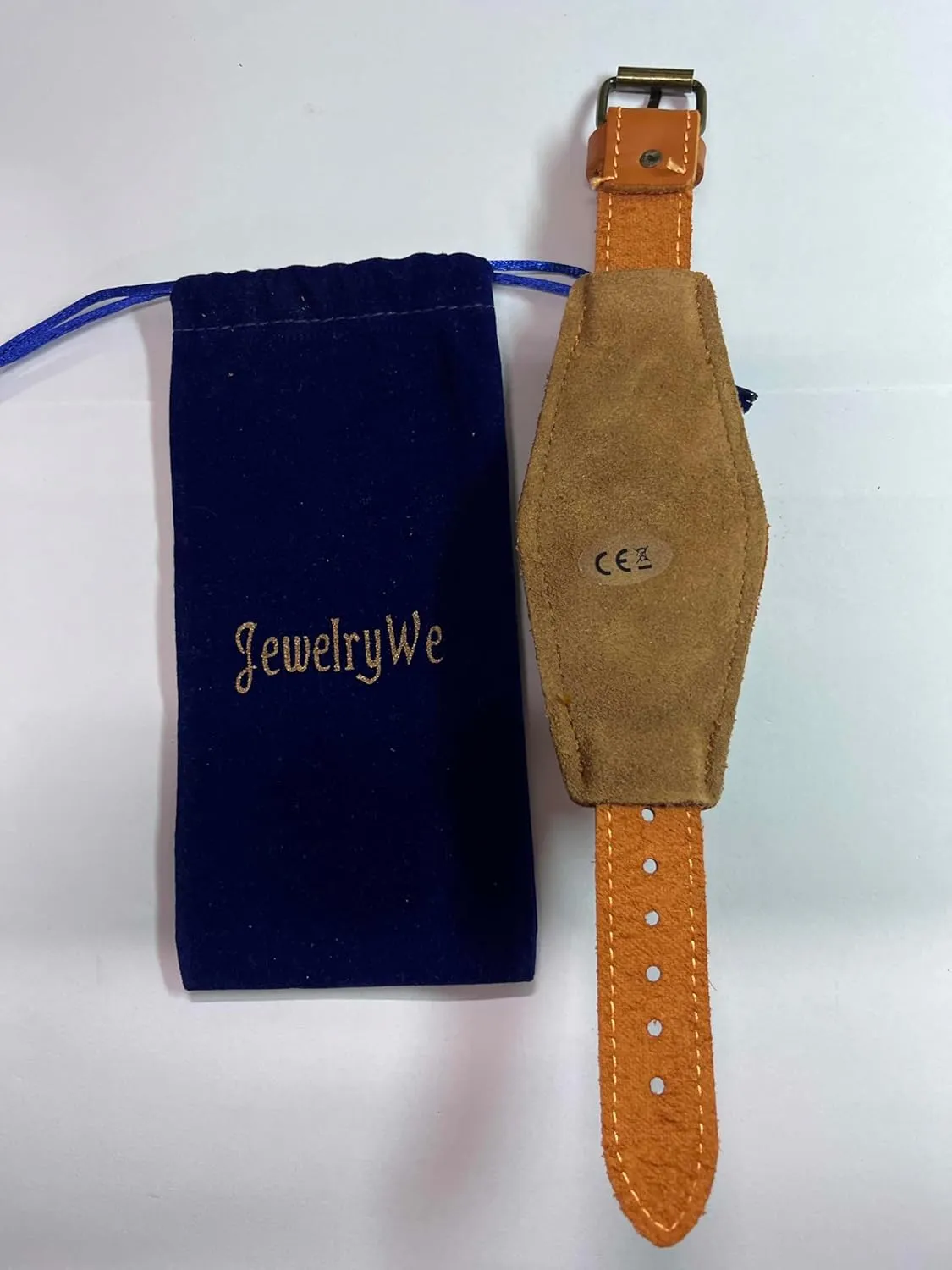 JewelryWe Black Brown Hip-hop Gothic Punk Style Men Watch Wide Leather Fashion Cuff Wristwatch