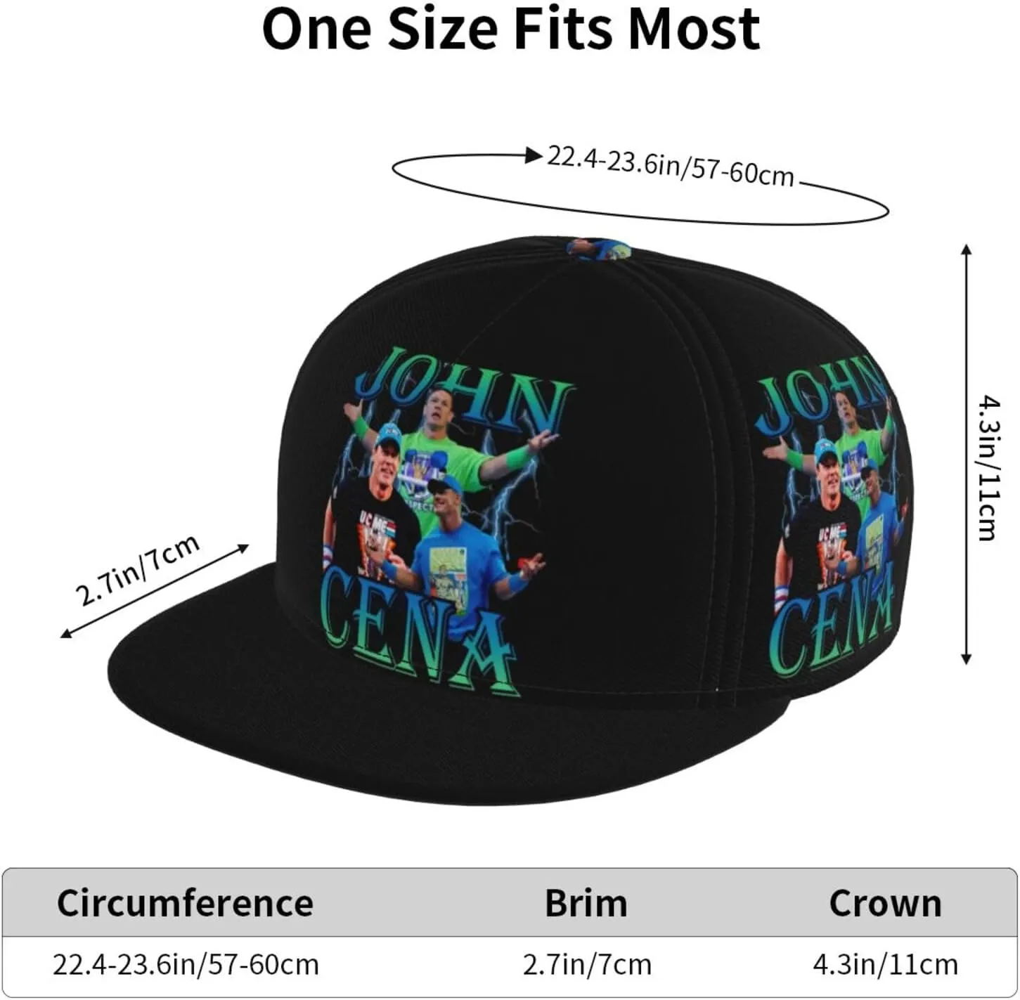 John Boxer Cena Hat Flat Brimmed Baseball Cap Dad Ball Hat Back Buckle Hip Hop Cap