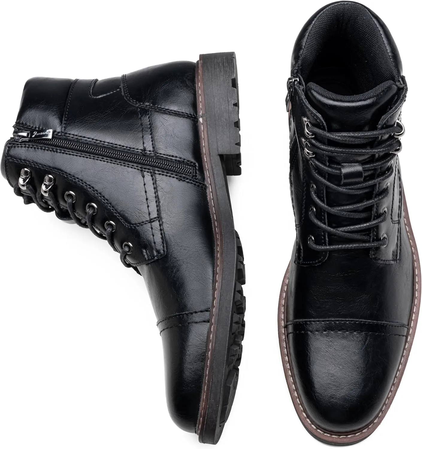 Jousen Mens Boots Leahter Retro Dress Boot Cap Toe Casual Motorcycle
