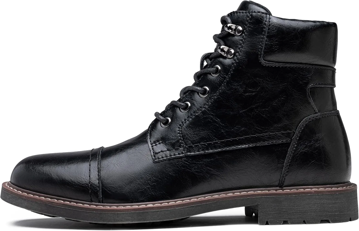 Jousen Mens Boots Leahter Retro Dress Boot Cap Toe Casual Motorcycle